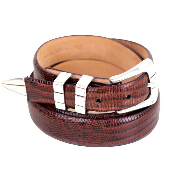 ITALIAN BROWN CALFSKIN SNAKE PRINT 1 1/8"Wd CASUAL DRESS MEN'S BELT Sz 40 (I22 - Picture 2 of 12